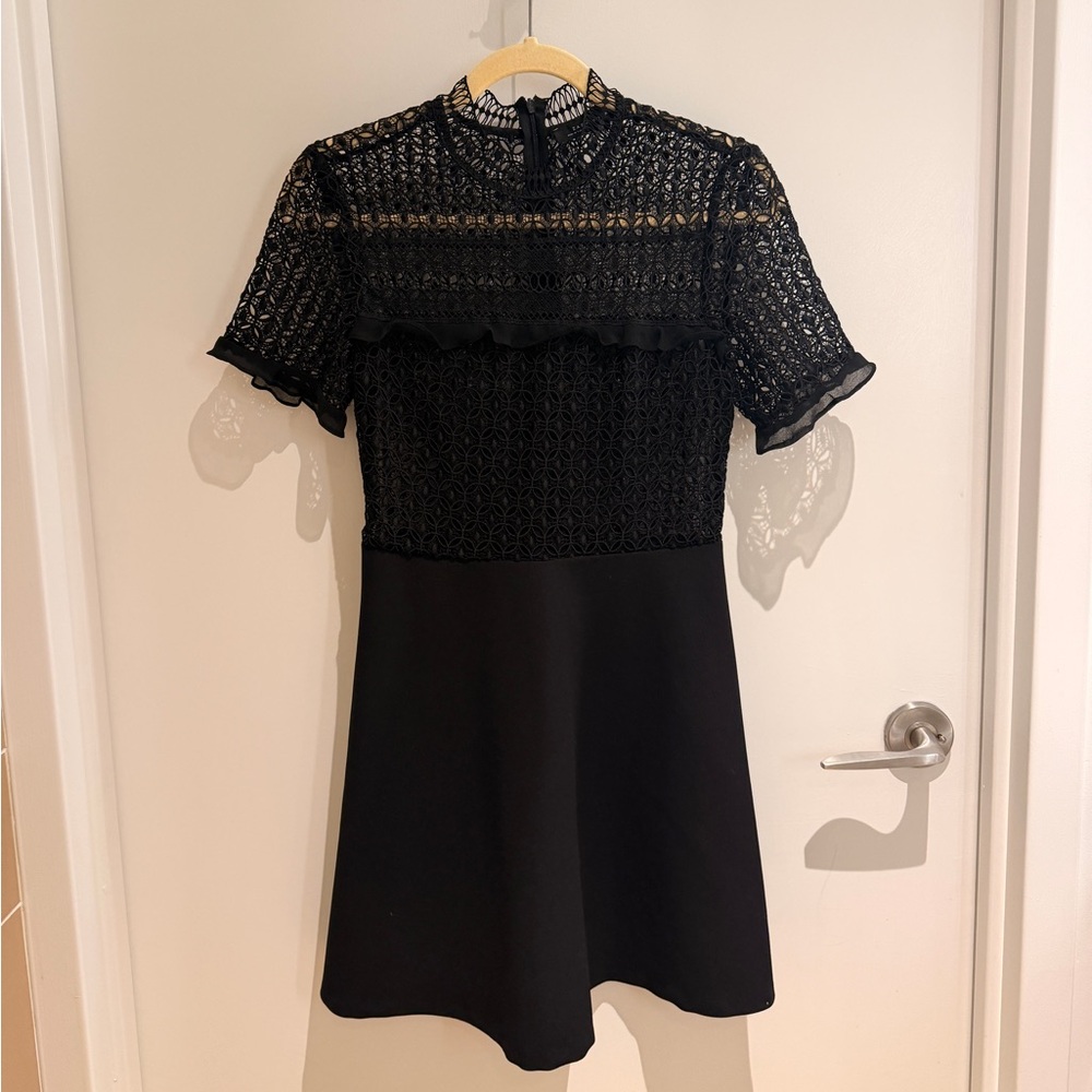 Zara Black Lace Yoke Mini Dress